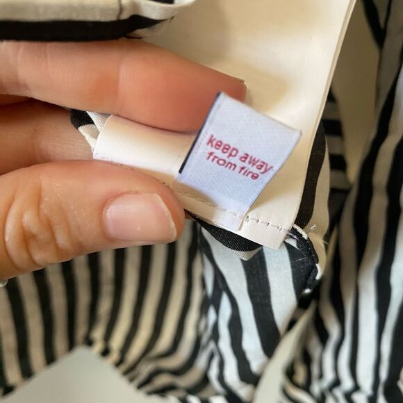 Madeleine Reverse Stripe Tye Button Blouse, Black White Shirt, Size 12 - Picture 6 of 9